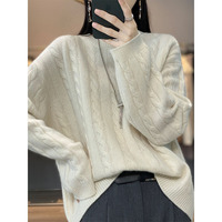 Vente chaude Style de base Nouveau pull à col rond pour femmes en laine mérinos florale torsadée