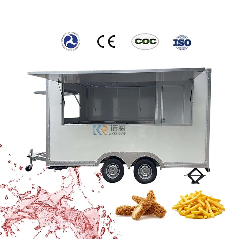 DOT CE Edelstahl Food Truck Konzession Street Food Cart Kiosk Mobiler Food Trailer mit Toilette in Europa