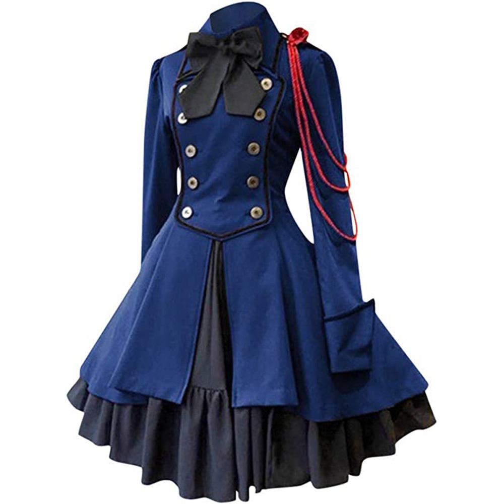 Vestito Medievale Donna Gotico Rinascimentale - Abito Lungo Con Maniche A Palloncino, Vita Alta