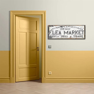 Spot Flea Market Placa de puerta Compra y venta Señal de entrada Estilo retro Placa de madera Decoración de Arte de pared - Product Image 3