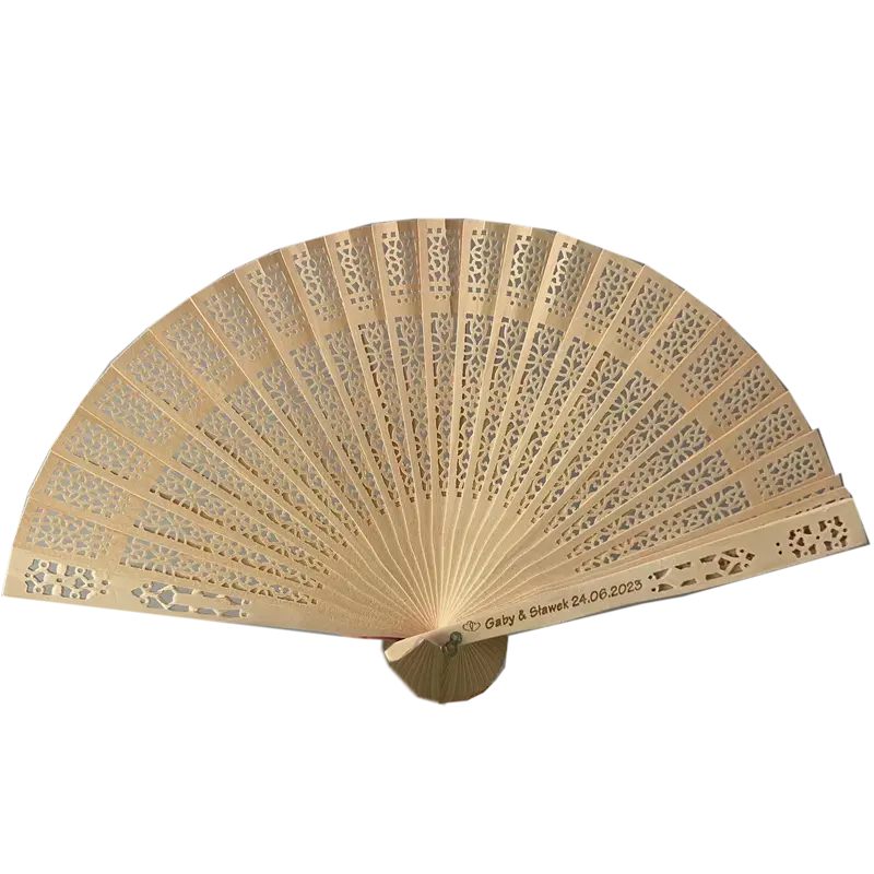 Presente promocional Fan Custom Impresso Folding Schima Superba Wood Hand Fan