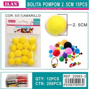 Pallina di pon pon Ilan da 2,5 cm, gialla, per progetti fai da te - Product Image 3