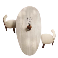 Modernes französisches Esstisch set aus massivem Holz im antiken Stil Teardrop-förmiger Travertin schiefer Retro Amazement Silent Home Furniture