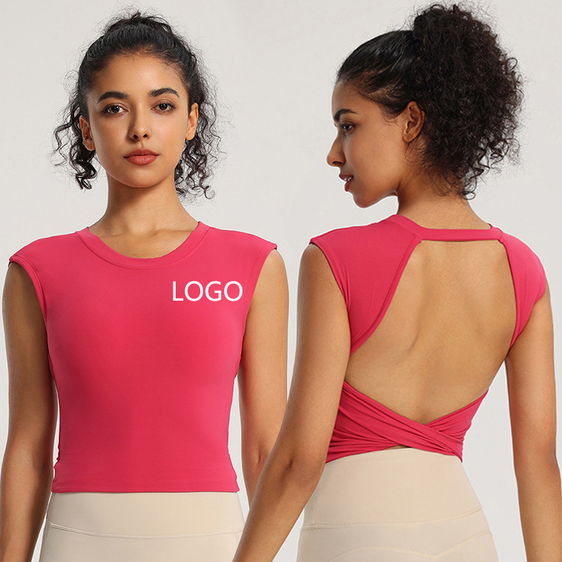 Women's Lightweight Breathable Yoga Top Sleeveless Sports Short for Outdoor Running Backless with Padded Plus Size Options