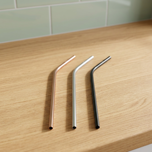 Reusable Metal <b>Drinking</b> <b>Straws</b> 3-Pack Rose Gold Silver Black Minimalist Bar Accessories - Product Image 2