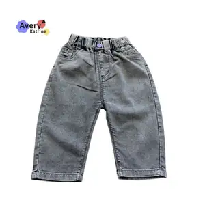 Kids Denim Brand Boys Baby Girls Jeans Infantil For Spring Fall Children's Jeans Trousers Denim Kids Dark Blue Designed Pants