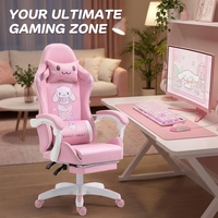 Chaise d'e-sport AOR Cartoon avec accoudoirs reliés, roulettes en PU rose, plateau composite multicouche inclinable, vente en gros d'usine