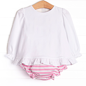 Conjunto de <span class=keywords><strong>pañales</strong></span> de rayas rosas y azules a juego para hermanos clásicos Boutique con monograma de algodón de manga larga para niños y niñas - Product Image 2