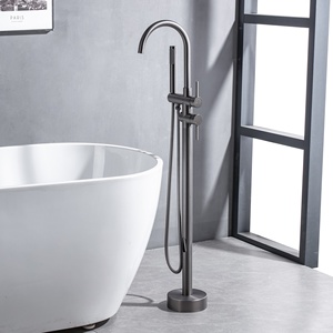 Robinet de baignoire sur pied en cuivre massif, style luxe léger, pour hôtel et usage domestique, avec douchette latérale <span class=keywords><strong>verticale</strong></span> cylindrique - Product Image 5