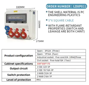 LDXP011 boîte de prise étanche extérieure Portable IP65 boîte d'inspection de puissance de scène boîte de distribution Mobile en plastique