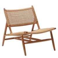 Fauteuil de jardin en teck massif de style nordique DL Outdoor, pour terrasse, maison de vacances, résistant à l'eau et au soleil, mobilier amovible