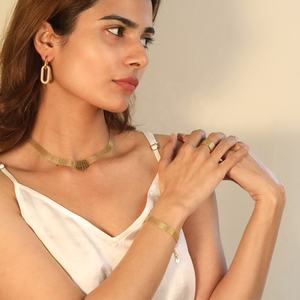 Pulseras de Moda de Acero Inoxidable con Baño de Oro de 18K, Estilo Grueso y Ancho, Tipo Gargantilla, Elegantes Cadenas de Malla, Pulseras con Forma de Tenis - Product Image 1