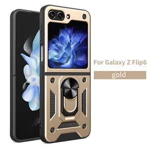 Galaxy Z Flip 6 hücre için telefon kılıfı TPU PC darbeye koruyucu Kickstand telefon kılıfı Samsung kılıfı z flip 6 5