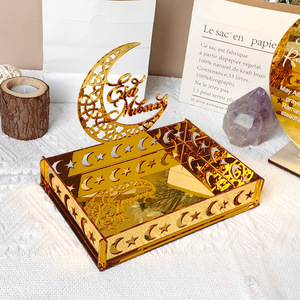 Bandeja de postre <span class=keywords><strong>Eid</strong></span> <span class=keywords><strong>Mubarak</strong></span>, bandeja de plato de estrella de Luna de Ramadán para fiesta musulmana islámica, dulces, pasteles, almacenamiento de frutas y alimentos - Product Image 6