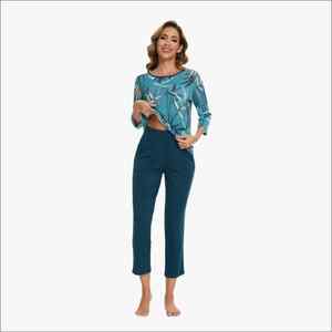 Conjunto de Pijama de Dos Piezas para Mujer, Pantalones de Nueve Pulgadas y Top con Estampado Completo, Ropa de Dormir Personalizada para Mujer Joven, Venta al por Mayor - Product Image 2