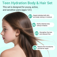 Label pribadi hidrasi tubuh & Set rambut remaja Formula berbasis tanaman lembut untuk kulit sensitif hidrasi rambut memperkuat & keseimbangan