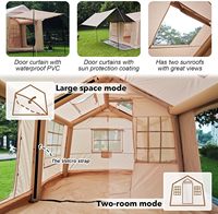 Tenda Camping Tiup OEM/ODM 12m² 3 Pintu Dilengkapi Partisi dan Jendela Atap, Desain Tahan Air Oxford 420D, Mudah Dipasang