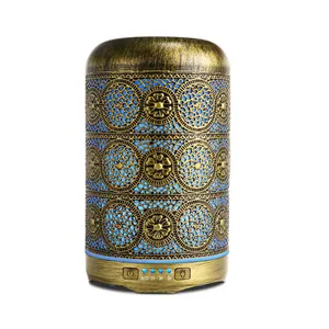Nuovo moda 250ML diffusore di aromi in metallo bronzo con fiore cavo incisione ultrasuoni olio essenziale fragranza