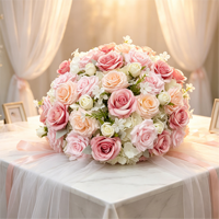 Boule de roses artificielles en PU rose, fausse fleur à tenir à la main, centre de table, décoration de cérémonie de mariage écologique