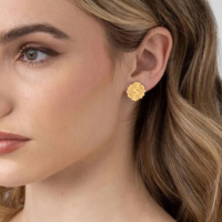 Boucles d'oreilles carrées géométriques martelées classiques tendance en acier inoxydable plaqué or 18 carats HOVANCI Minimalist