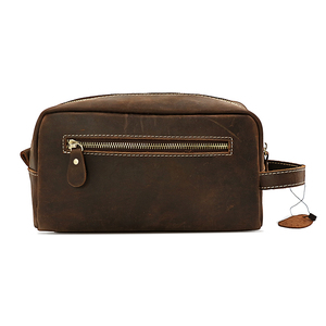 Astuccio da Toilette in Pelle Retrò Realizzato <span class=keywords><strong>a</strong></span> <span class=keywords><strong>Mano</strong></span>, Personalizzabile, in Pelle Crazy Horse Marrone per <span class=keywords><strong>Uomo</strong></span> - Product Image 3