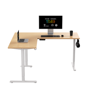 Bureau debout en métal moderne en forme de L, prix usine NBHY, hauteur réglable, ergonomique, commande électrique, moteur simple - Product Image 1