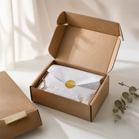 Boîte de Courrier Personnalisée en Carton Ondulé avec Remplissage en Papier Déchiqueté, Emballage Cadeau, Impression Autocollante Dorée, Scellé Rond