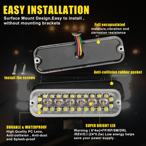 Ece R10 19 mô hình đèn flash hổ phách cường độ cao Led cảnh báo đèn + tín hiệu ánh sáng ip69k DC12V-24V LED khẩn cấp đèn nhấp nháy - Product Image 5