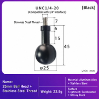 Adaptateur de montage à tête sphérique de 25 mm en alliage d'aluminium avec vis en acier inoxydable 1/4-20 pour support d'appareil photo, moniteur ou éclairage
