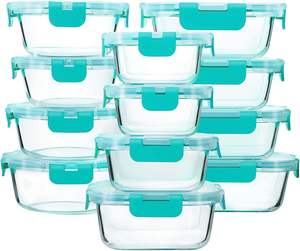Lot de 9 contenants en verre pour la préparation des repas, boîte à lunch avec couvercle transparent en MS, vente en gros - Product Image 1