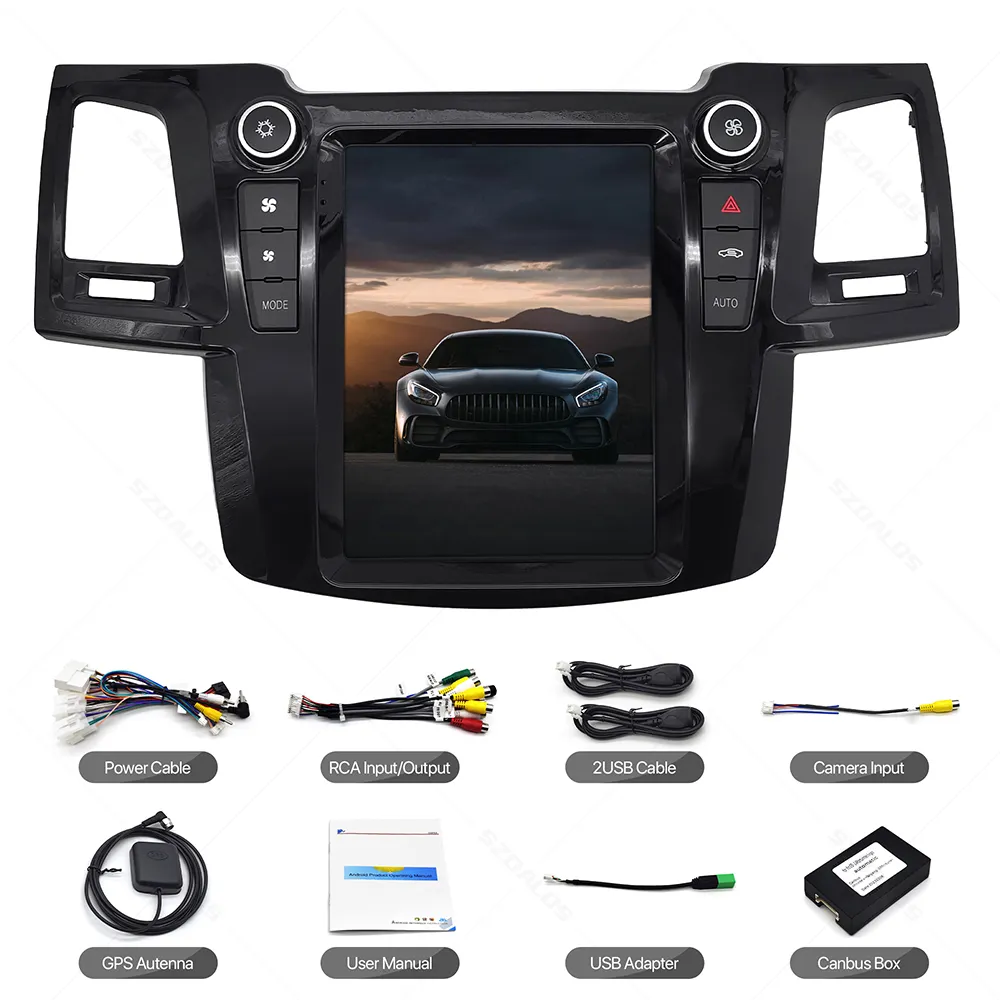 Tesla Estilo Android Rádio Do Carro Jogador De Áudio Para Toyota Hilux Fortuner 2007-2015 Carplay 4G WiFi GPS 9.7 "Vertical Tela Estéreo