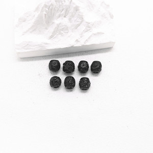 Perles d'espacement rondes en acier inoxydable noir Yunnique, motif floral, pour la fabrication de bracelets, 6 mm, apprêts de bijouterie moulés - Product Image 2