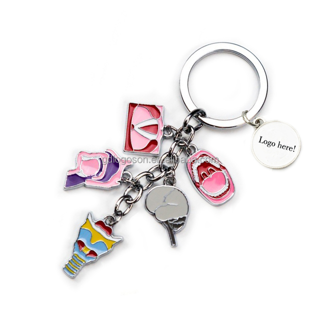Tooth Key Ring Handbag Pendant for Dentist Gift Promotion Logo Toothbrush Tooth Shape Keychain Dental Keyring