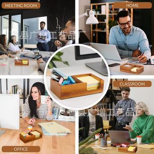 Wooden Office Organizer Rectangle Desktop Storage Box <b>Solid</b> <b>Wood</b> <b>Desk</b> Tray For Meeting Room Home Office Classroom Use - Product Image 1