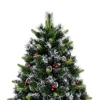 Sapin de Noël de Luxe Premium à Aiguilles de Pin Effilochées, avec Cônes de Pin et Baies Rouges