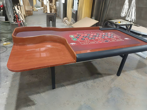 Table de <span class=keywords><strong>poker</strong></span> professionnelle Black Jack 7 joueurs avec logo personnalisé pour table de blackjack de guerre de casino avec jambe pliable, lumière LED et boîte de dépôt - Product Image 2