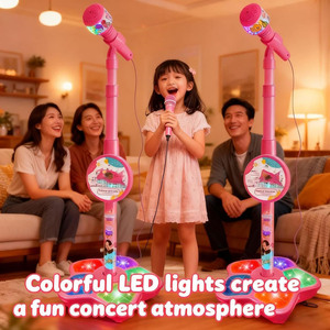 Micrófono de Juguete EPT para Niños con Soporte, Altavoz LED Portátil y Escenario para Cantar, Grabar y Podcast - Product Image 6