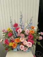 Monet Garten Frühlingsgang Blumenball Rosa Seide Handgefertigt Modern Gangdekoration Grün Weiß Blumenball Tischdekoration
