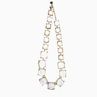 Collar de Moda Chapado en Oro de Acero Inoxidable con Piedras Blancas Cuadradas, Pieza de Moda para Fiestas