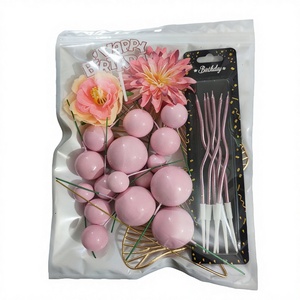 New Arrival Foam Ball Flower Ginkgo Leaf <strong>Cake</strong> Decoration <strong>Happy</strong> <strong>Birthday</strong> Father's Day Christmas Party <strong>Cake</strong> <strong>Topper</strong> Set - Product Image 3