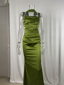 Abito Elegante da Donna in Seta Ghiaccio di Alta Qualità, Scollato, Senza Maniche, con Schiena Scoperta e Spalline Regolabili, Aderente e Sexy per Occasioni Formali - Product Image 6