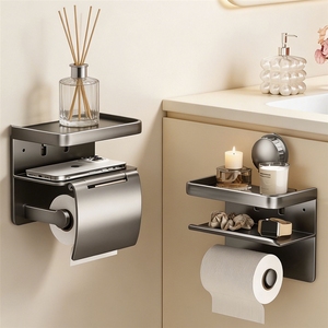 Support mural adhésif pour rouleau de papier toilette, sans perforation, pour rangement de mouchoirs - Product Image 4