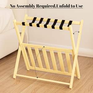 Paquete de 2 Soportes de Bambú <span class=keywords><strong>para</strong></span> Maletas, Plegables y Resistentes, con Estante de Almacenamiento - Product Image 6