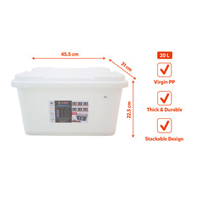 Boîte de rangement en plastique pastel de 20 L avec couvercle, bac de rangement empilable moderne, boîte à jouets pour enfants, boîte de rangement pour chambre à coucher, salon - Product Image 5