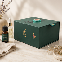 Boîte d'emballage de parfum verte personnalisée, à double ouverture, avec inserts en mousse de velours, coffret cadeau, ensemble de parfums, en carton réutilisable