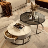 Salon nordique Table basse en marbre maison Table centrale circulaire jambe en métal appartement Villa meubles de bureau