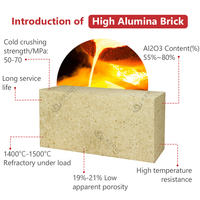 Batu Bata Alumina Tinggi Batu Bata Tahan Api Al2O3 48 55 65 75 untuk Tungku Peledakan Tungku Panas Kiln Semen