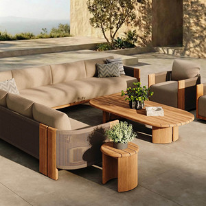 Meubles de luxe pour patio et jardin, ensembles de canapés de jardin, meubles en teck, canapé d'extérieur en teck massif, canapé modulable - Product Image 1