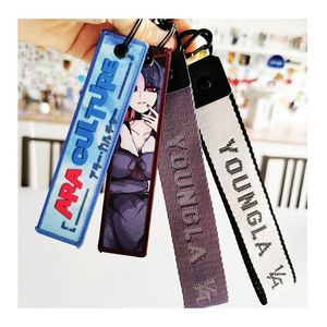 Custom 3D Fabric Anime Embroidery <b>Key</b> <b>Tag</b> Woven Logo Jet <b>Tag</b> for Promotional Keychains & Carabiners - Product Image 1