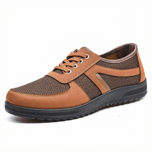 Chaussures de marche en maille marron à lacets, antidérapantes, légères, baskets décontractées pour le printemps, l'été et l'automne - Product Image 1